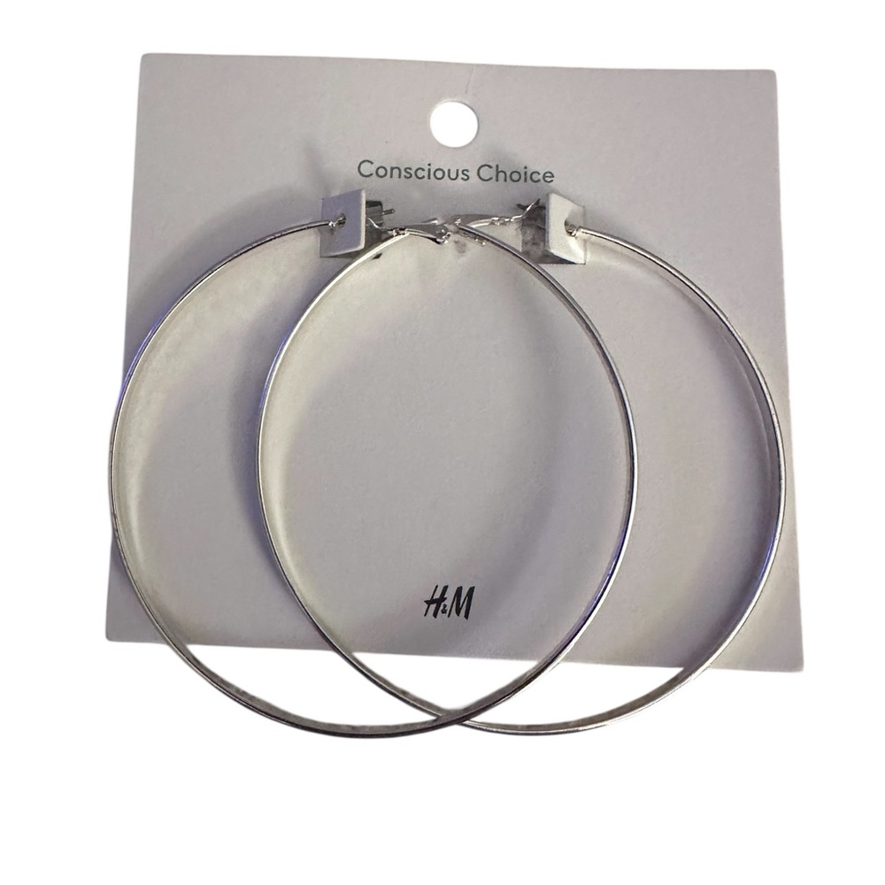 H&M Large Silver Toned Hoop Earrings